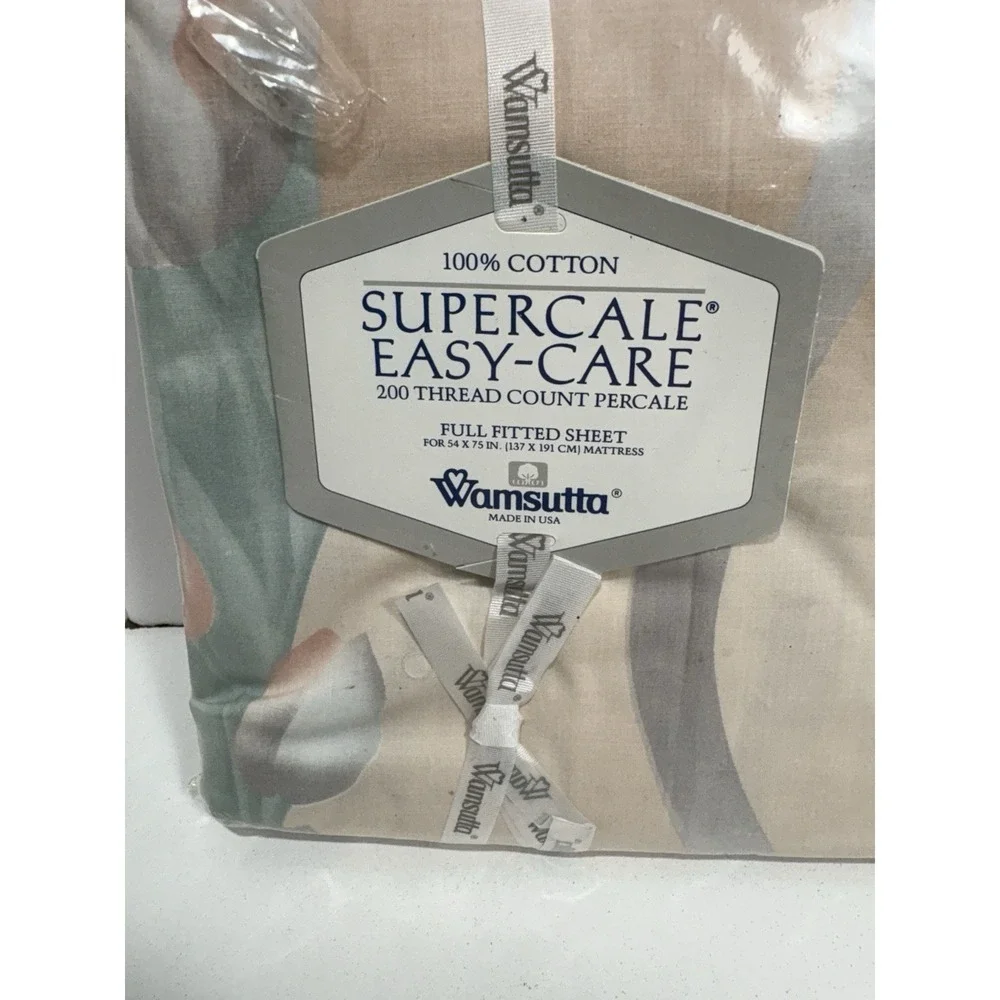 Wamsutta Supercale Easy‎ Care Full Fitted Sheet Cloisonne Tulips Floral 200 TC